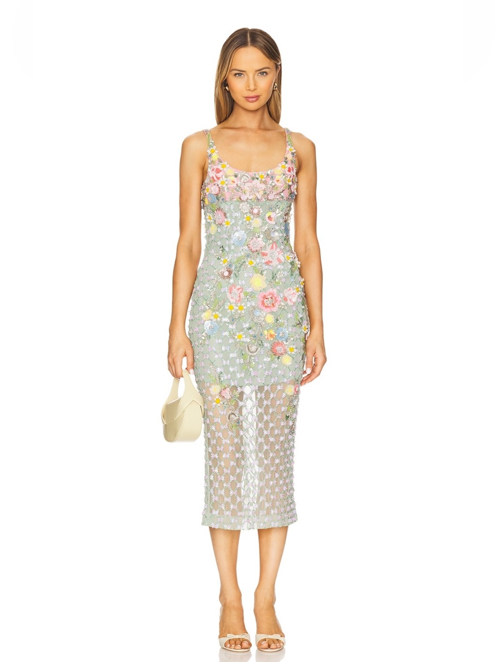 La Fuori Aurora Twilight Blossom Dress in Misty Green Size Medium NEW $1275